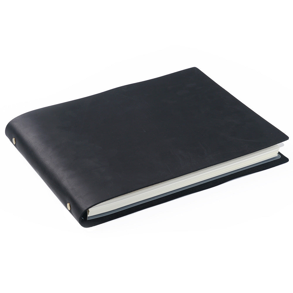 Wholesale First Layer Cowhide A4 Horizontal Handmade Retro Notebook
